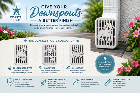 Fixed Decorative Downspout Cover – Fits 3x4 Downspouts | Coastal Spouts