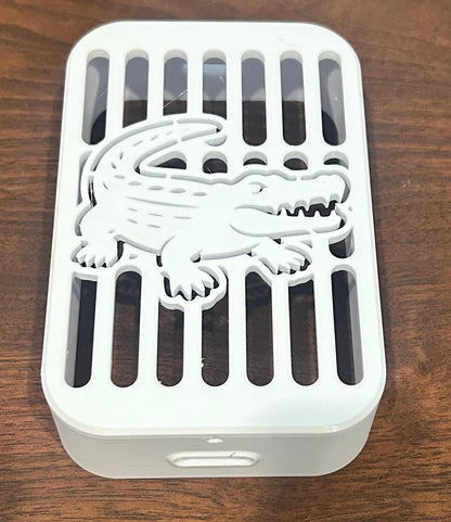 Alligator decorative downspout cover, swamp and coastal-themed gutter spout cap for unique outdoor drainage by Coastal Spouts.